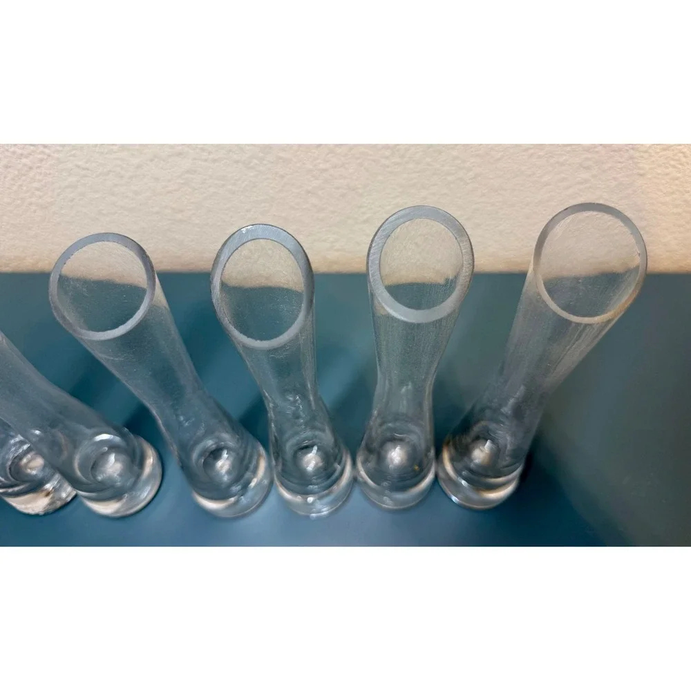 Set of 6 Clear Glass Bud Vases 7.25